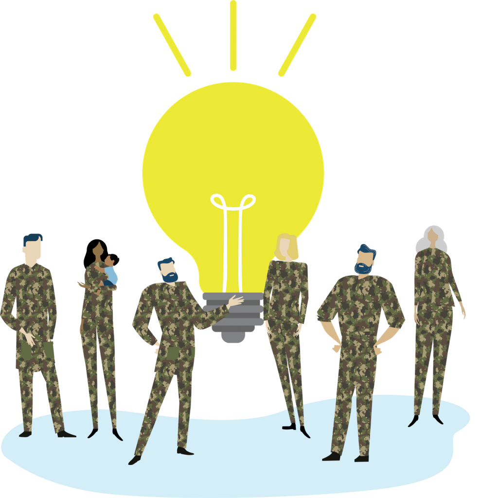lightbulb behind militaries illustration